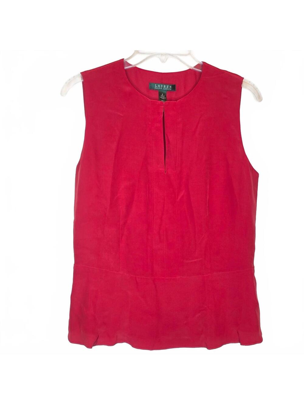 Ralph Lauren 100% Silk Red Peplum Blouse Size 6